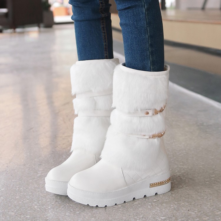 Sweet Winter Mid-Calf Outdoor Boots with Faux Fur Lining
