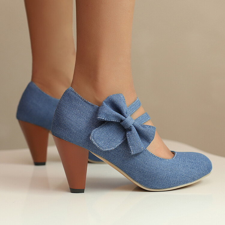 Women's Fashion Flat Shoes with Bow and Buckle Strap