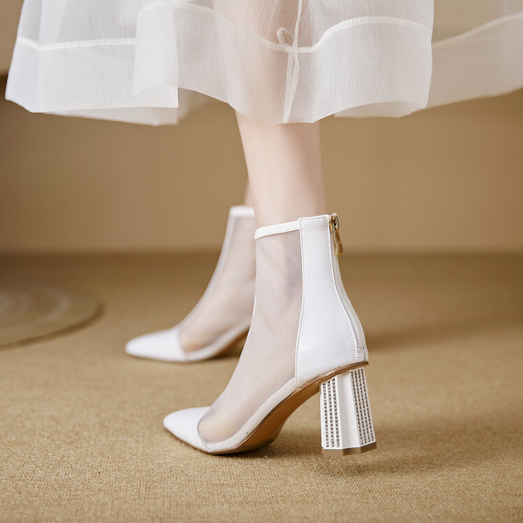 Women's High Heel Closed Toe Slippers in Sheepskin