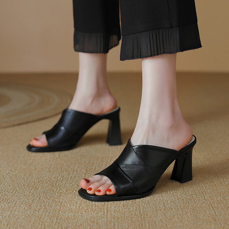 Women's High Heel Slippers in Sheepskin Leather - Summer 2023 - Image 2