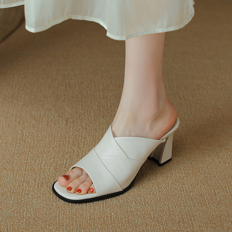 Women's High Heel Slippers in Sheepskin Leather - Summer 2023 - Image 4