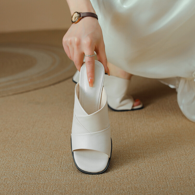 Women's High Heel Slippers in Sheepskin Leather - Summer 2023 - Image 5