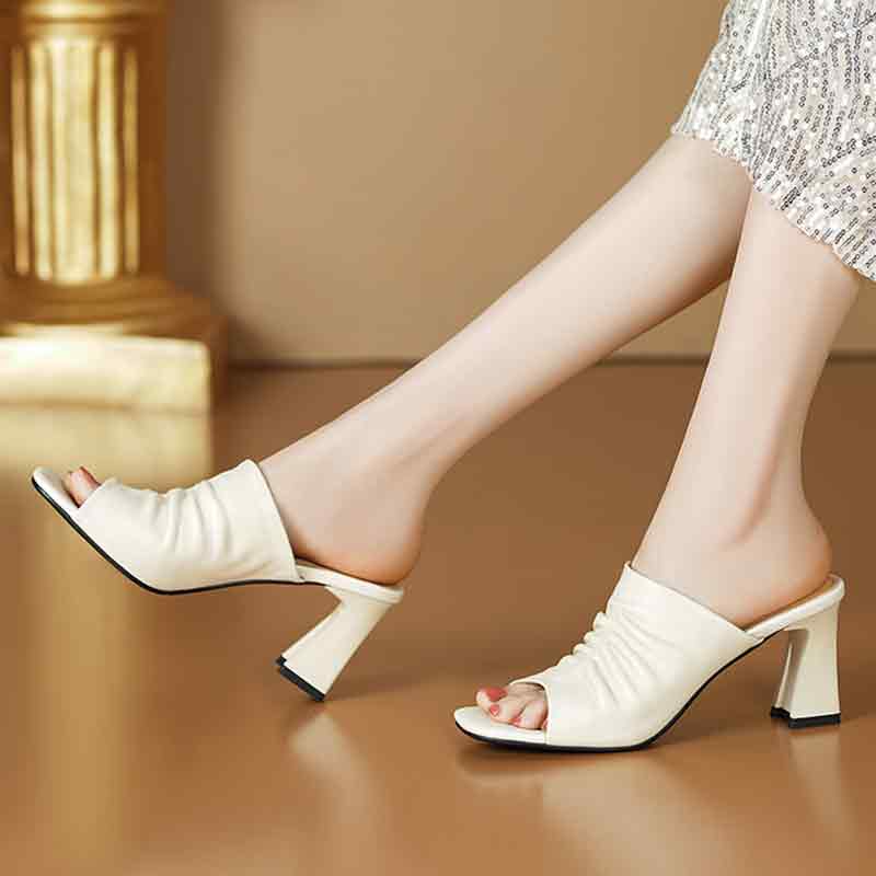 Women's High Heel Slippers in Sheepskin - Spring 2024
