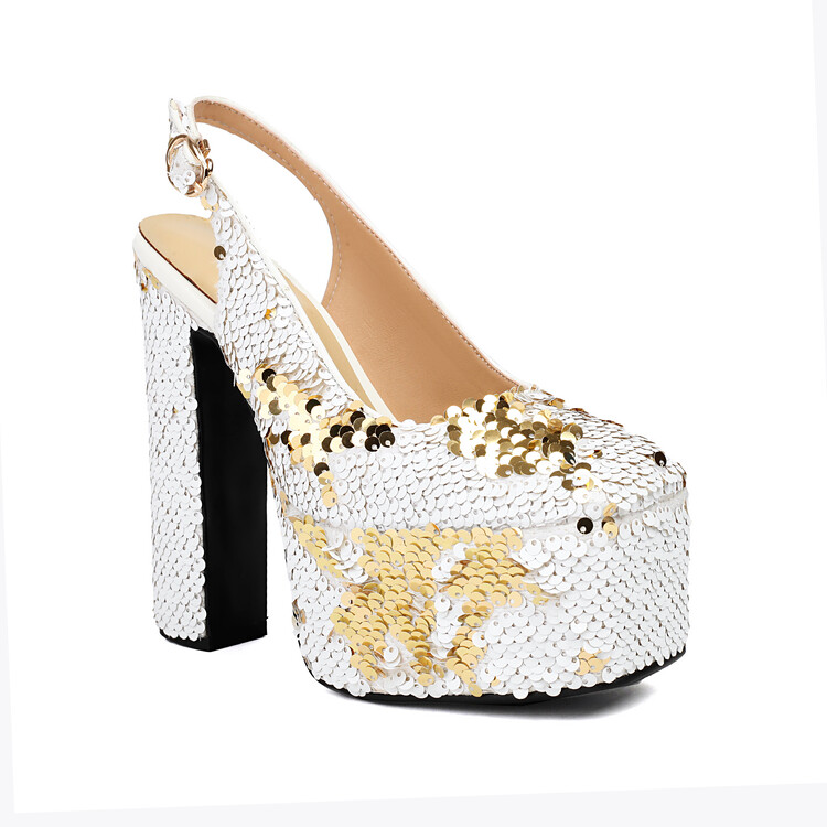 Women's Sequin Square Toe Block Heel Sandals - Style s.html - Image 5